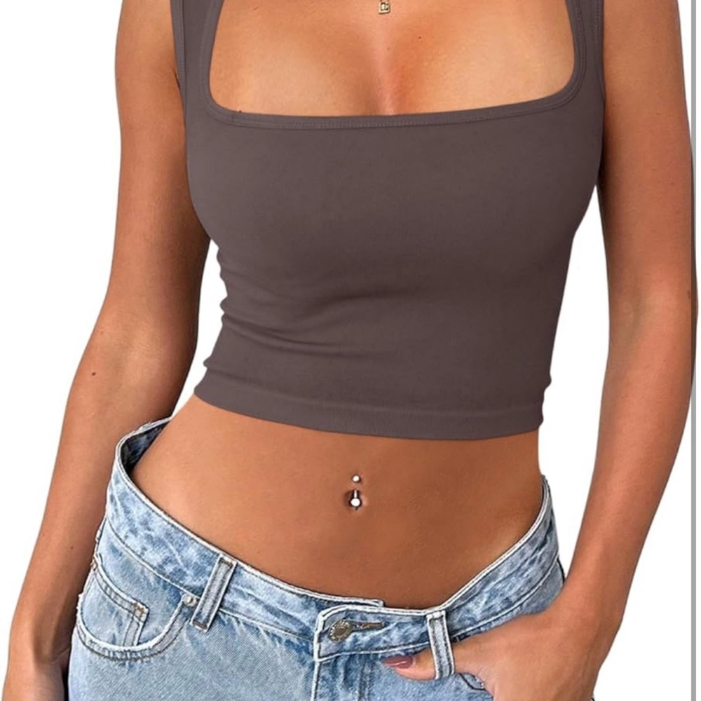 Brown Sleeveless Crop Top